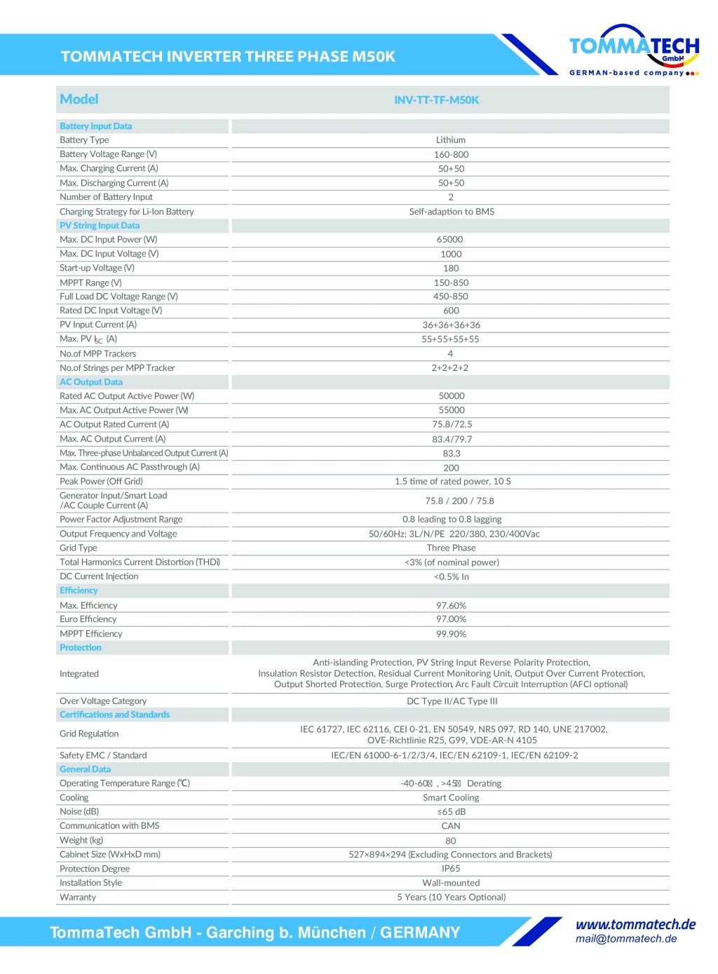 TommaTech Trio Hybrid M 50KW HV Maxi Trifaze On Grid İnverter - Görsel 2